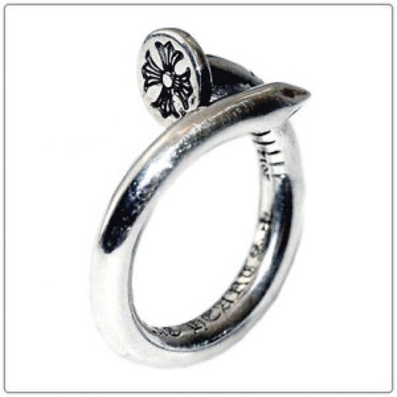 Chrome Hearts Silver Twisted Flat Head Nail Ring - Picture 7 of 7